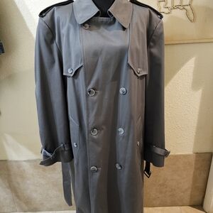 London Fog Grayish to Army Green Classic Trench Coat Timeless Design